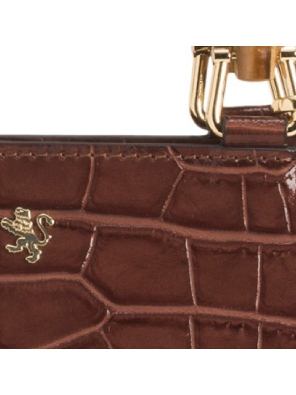 PRATESI Made In Italy Patent Leather Croc Double Entry Satchel With Handle - Picture 2 of 5